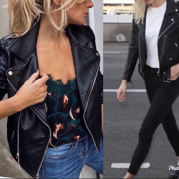 ✨LAST✨Faux Leather Zipper Moto Biker Jacket - Picture 3 of 8